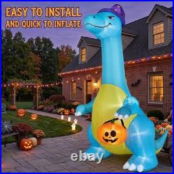 Halloween Decorations Outdoor Inflatables 12FT Dinosaur Witch Hat Pumpkin