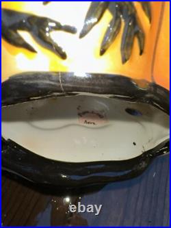 Halloween Display Tall Blue Sky Clayworks Black Cat Witch On Pumpkin Light up