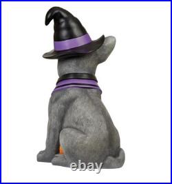 Halloween Dog Statue Figurine Greeter French Bulldog Witch Hat Pumpkin Porch