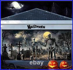 Halloween Garage Door Cover Horror Cemetery Halloween Garage Door Cover 6 X 13FT