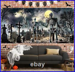 Halloween Garage Door Cover Horror Cemetery Halloween Garage Door Cover 6 X 13FT