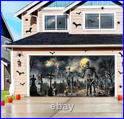 Halloween Garage Door Cover Horror Cemetery Halloween Garage Door Cover 6 X 13FT