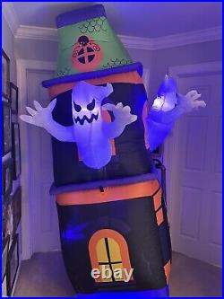 Halloween Gemmy 8ft Lighted Short Circuit Ghost House Airblown Inflatable Video