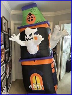 Halloween Gemmy 8ft Lighted Short Circuit Ghost House Airblown Inflatable Video