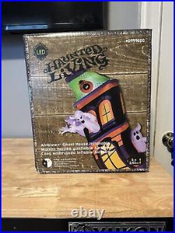 Halloween Gemmy 8ft Lighted Short Circuit Ghost House Airblown Inflatable Video