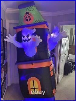 Halloween Gemmy 8ft Lighted Short Circuit Ghost House Airblown Inflatable Video