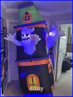 Halloween Gemmy 8ft Lighted Short Circuit Ghost House Airblown Inflatable Video