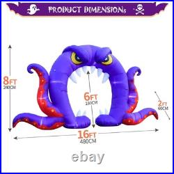 Halloween Inflatable Blow Up Decorations, 16FT Long 8FT Tall Purple Monster O