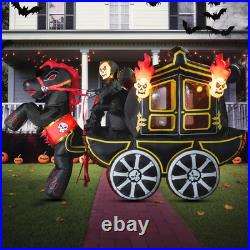 Halloween Inflatable Carriage 10FT with Hellfire LED Yard Garden Party Decor