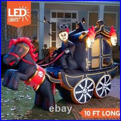 Halloween Inflatable Carriage 10FT with Hellfire LED Yard Garden Party Decor
