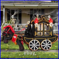 Halloween Inflatable Carriage 10FT with Hellfire LED Yard Garden Party Decor