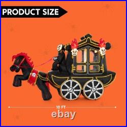 Halloween Inflatable Carriage 10FT with Hellfire LED Yard Garden Party Decor
