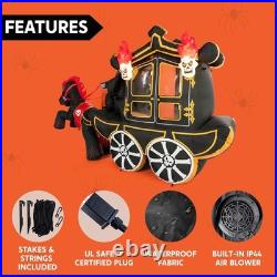 Halloween Inflatable Carriage 10FT with Hellfire LED Yard Garden Party Decor