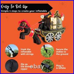 Halloween Inflatable Carriage 10FT with Hellfire LED Yard Garden Party Decor