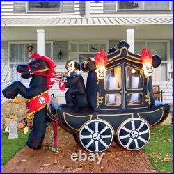 Halloween Inflatable Carriage 10FT with Hellfire LED Yard Garden Party Decor