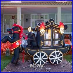 Halloween Inflatable Carriage 10FT with Hellfire LED Yard Garden Party Decor