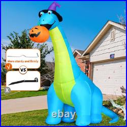 Halloween Inflatables Outdoor Decorations 10 FT Tall Dinosaurs Eating Pumpkin wi