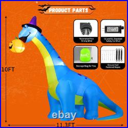 Halloween Inflatables Outdoor Decorations 10 FT Tall Dinosaurs Eating Pumpkin wi