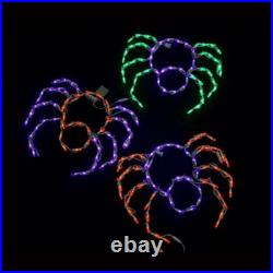 Halloween Outdoor Decoration LED Lighted Spiders Set of 3 Wireframes Spooky NEW