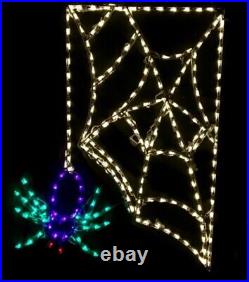 Halloween Outdoor Decorations LED Spider Hanging on Web Spooky Wireframe Art NEW