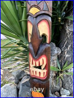 Halloween Tiki Wood Mask Vampire Fangs Tropical Bar Patio Decor 5' ft x 6-7 in