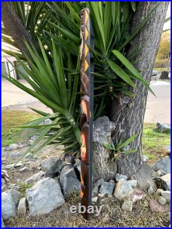 Halloween Tiki Wood Mask Vampire Fangs Tropical Bar Patio Decor 5' ft x 6-7 in