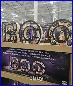Halloween Wooden Light Up BOO Letters LED Tabletop Decor Haunted House NEW Large