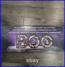 Halloween Wooden Light Up BOO Letters LED Tabletop Decor Haunted House NEW Large