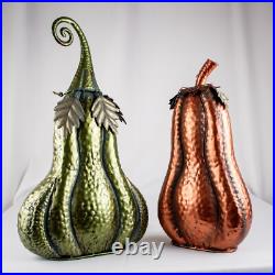 Handcraft Autumn Green Copper Swirling Stem Metal Pumpkins Yard Decoration