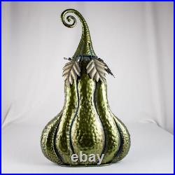 Handcraft Autumn Green Copper Swirling Stem Metal Pumpkins Yard Decoration