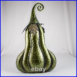 Handcraft Autumn Green Copper Swirling Stem Metal Pumpkins Yard Decoration