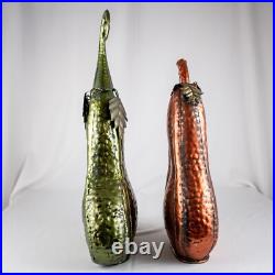 Handcraft Autumn Green Copper Swirling Stem Metal Pumpkins Yard Decoration