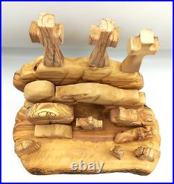 Handcrafted Olive Wood Resurrection Easter Tomb Holy Land Craft Limited Edition