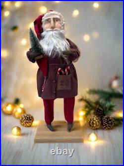 Handcrafted by Michelle Early American Hand Sculpted Clay Face Santa with Tree/Can Handcrafted by Michelle Early American Hand Sculpted Clay Face Santa with Tree/Can
