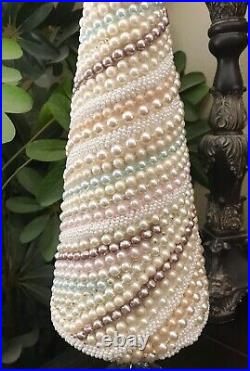 Handmade Jeweled Faux Pearls Shabby Chic Christmas Tree Centerpiece Decor 18