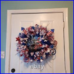 Handmade Patriotic Happy Birthday America Fireworks Wreath Handmade Patriotic Happy Birthday America Fireworks Wreath