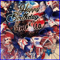 Handmade Patriotic Happy Birthday America Fireworks Wreath Handmade Patriotic Happy Birthday America Fireworks Wreath