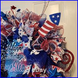Handmade Patriotic Happy Birthday America Fireworks Wreath Handmade Patriotic Happy Birthday America Fireworks Wreath