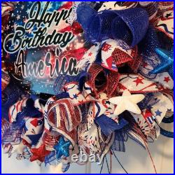 Handmade Patriotic Happy Birthday America Fireworks Wreath Handmade Patriotic Happy Birthday America Fireworks Wreath