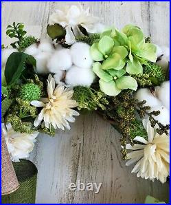 Handmade Summer Hydrangea Wreath, Floral Garden Wreath for Front Door, Everyday