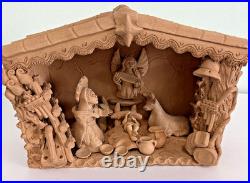Handmade Terracotta Nativity Scene Christmas Village Figures Angel & Animals