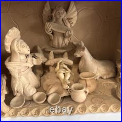 Handmade Terracotta Nativity Scene Christmas Village Figures Angel & Animals
