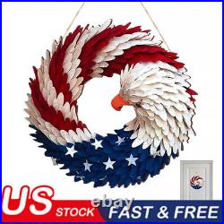 Handmade Wooden American Flag Bald Eagle Wreath Memorial Day 4th Of July Home US