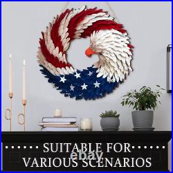 Handmade Wooden American Flag Bald Eagle Wreath Memorial Day 4th Of July Home US