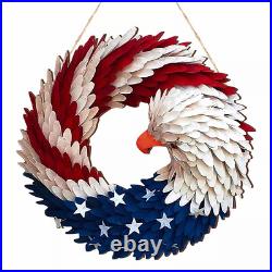 Handmade Wooden American Flag Bald Eagle Wreath Memorial Day 4th Of July Home US