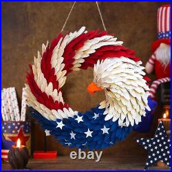 Handmade Wooden American Flag Bald Eagle Wreath Memorial Day 4th Of July Home US