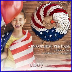 Handmade Wooden American Flag Bald Eagle Wreath Memorial Day 4th Of July Home US