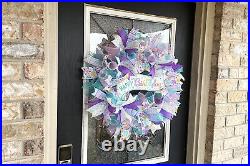 Happy Birthday Banner Party Front Door Deco Mesh Wreath Festive Sparkly Cheerful