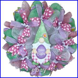 Happy Easter Gnome Handmade Deco Mesh Wreath Happy Easter Gnome Handmade Deco Mesh Wreath