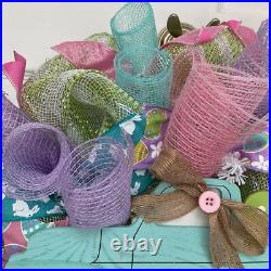 Happy Easter Truck With Pastel Eggs Handmade Deco Mesh Wreath